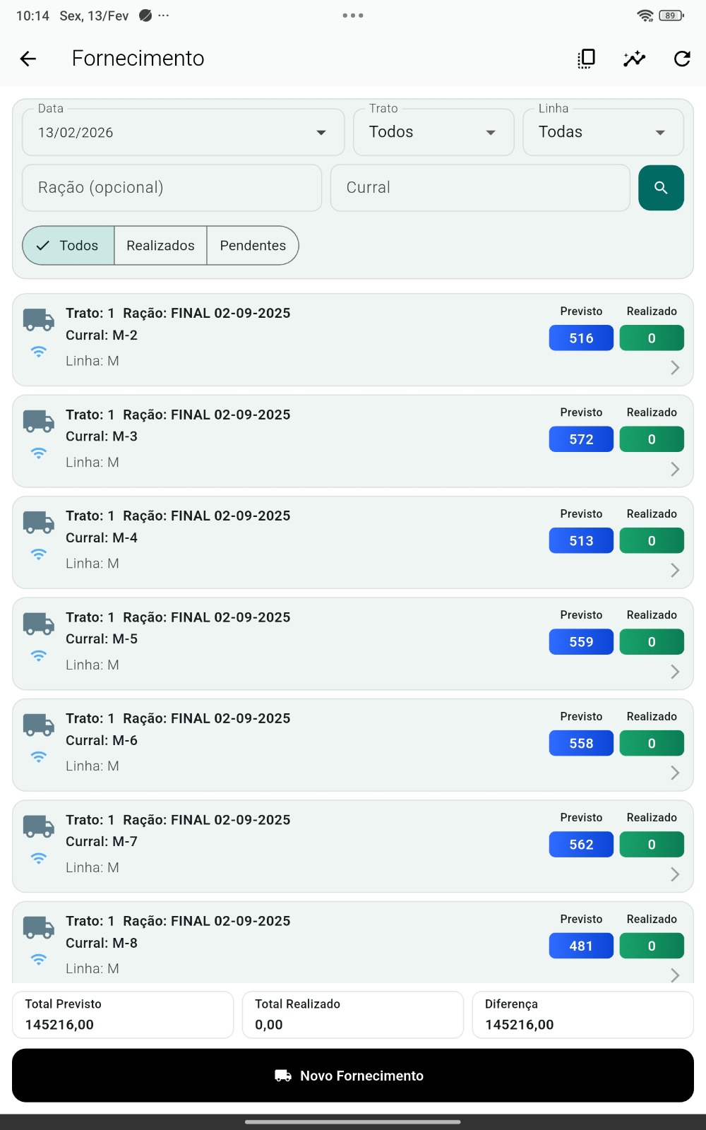 Controle operacional por curral